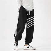 baratos Calças Desportivas-Homens Calças Esportivas Corredor Calças Calça casual Patchwork Com Cordão Cintura elástica Tecido Conforto Quente Comprimento total Ao ar livre Casual Diário Esportes Moda Preto Cinzento