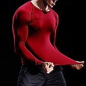 economico T-shirt e Canottiere da Corsa-Per uomo Maglia a compressione Maglia atletica Maglietta da Palestra Maglietta Fitness Manica Lunga Maglietta Casuale Athleisure Autunno Blocco di colori Asciugatura Rapida Morbido Traspirante