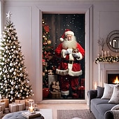baratos Capas para portas de Natal-decorações de porta de natal capas de porta natal papai noel em pé porta tapeçaria cortina de porta decoração pano de fundo porta banner para porta da frente fazenda festa de fim de ano decoração
