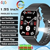 זול צמידים חכמים-696 KR86 שעון חכם 1.95 אִינְטשׁ צמיד חכם שעון חכם Blootooth מד צעדים מזכיר שיחות מוניטור קצב לב מותאם ל אנדרואיד iOS נשים גברים שיחות ללא מגע יד מזכיר הודעות IPX-0 37.5 מ&quot;מ שעון