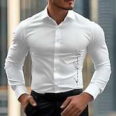 cheap Men&#039;s Dress Shirts-Men&#039;s Shirt Dress Shirt Letter Printed Street Wear to work White Long Sleeve Turndown Spring &amp; Summer Clothing Apparel Print