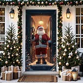 baratos Capas para portas de Natal-decorações de porta de natal capas de porta natal papai noel em pé porta tapeçaria cortina de porta decoração pano de fundo porta banner para porta da frente fazenda festa de fim de ano decoração