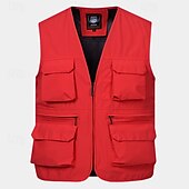 cheap Men&#039;s Vest-Men&#039;s Vest Gilet Fishing Vest Hiking Vest Daily Date Vacation Fashion Casual Spring &amp;  Fall Mesh Pocket Polyester Breathable Comfortable Plain Zipper V Neck Regular Fit Black Yellow Red Navy Blue Vest
