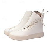 cheap Ankle Boots-Men&#039;s Red Faux Leather High-Top Boots with Side Zipper and Lace-Up Design – Stylish Casual Footwear for Fall and Winter