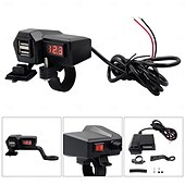 economico Caricabatterie per auto-Caricabatterie per cellulare per moto 3.4a dual usb con accendisigari 10-24v con misuratore di tensione accessori di modifica