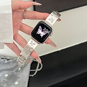 זול להקות Apple Watch-סולו לופ מותאם ל רצועת השעון של Apple Watch 38 מ&quot;מ 40 מ&quot;מ 41 מ&quot;מ 42 מ&quot;מ 44 מ&quot;מ 45 מ&quot;מ 49 מ&quot;מ בלינג יהלום סוגר מתכת מתכוונן סגסוגת רצועת שעון חלופית ל iwatch Ultra 2 Series 9 8 7 SE 6 5 4 3 2 1