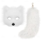 halpa Hiusten muotoilutarvikkeet-naamio ja häntäsetti cosplay naisille 10&quot; pitkähäntäinen karnevaaliasu