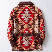 levne pánský svetr cardigan-Pánské Žakárový svetr Svetr Cardigan Cardigan kabát Pletený svetr Rýhovaný háčkované Plést Tunika Pletený Žakár Retro Šálový límec Módní Klasické Denní nošení Rande Oblečení Podzim zima Hnědá M L XL