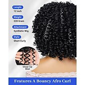 abordables Perruques Synthétiques Sans Bonnet-perruques afro bouclées avec frange pour femmes noires perruque synthétique bouclée crépue résistante à la chaleur pour une fête quotidienne