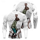 voordelige Heren shirts-Voor heren Wielrenshirt Lange mouw Winter Fietsen T-shirt Shirt met 3 achterzakken Bergracen Ademend Sneldrogend Anatomisch ontwerp Lampenkatoen Wit Konijn Elastaan Sport Kleding