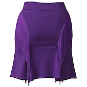 levne Oblečení na latinskoamerické tance-Latinské tance Sukně Třásně Čistá Barva Dámské Výkon Trénink Vysoký Polyester