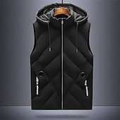 preiswerte Men&#039;s Vest-Herren Daunenweste Puffer Weste Weste Urlaub Täglich Verabredung Modisch Brautkleider schlicht Herbst Winter Tasche Polyester warm halten Komfortabel Glatt Reisverschluss Mit Kapuze Regular Fit