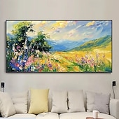 levne Krajinomalby-velké ručně malované olejomalba barvitý kytkou západ slunce záře krajina zídky umění horský obývák zeď domácí výzdoba no frame