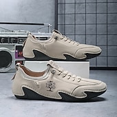 baratos Ténis para Homem-Homens Tênis sapatos feitos à mão Microfibra Confortável Antiderrapante Com Cadarço Preto Bege Cinzento