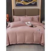 economico Collezione d&#039;elite-Set copripiumino da 4 pezzi, 100% cotone biologico, tessuto morbido e traspirante, include copripiumino e federe per un sonno confortevole.