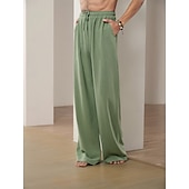 billige Herre Elite Bukser-40% lin Herre Linbukser Bukser Posete bukser Strandbukser Elastisk snordesign Lomme foran Helfarge Komfort Myk Yoga- og dansesko Daglig Mote Gatemote Brun Grønn