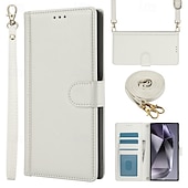 Недорогие Чехлы для Samsung-телефон Кейс для Назначение SSamsung Galaxy S24 S23 S22 S21 Ultra Plus А55 А35 А25 А15 5Г S20 FE S25 Ультра Кошелек для карт Полная защита тела с ремешком с ремешком на запястье Ретро ТПУ Кожа PU