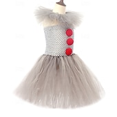 halpa Tyttöjen Halloween-asut-Lapset Tyttöjen Mekko Cosplay mekko Cosplay Custom Yhtenäinen väri Hihaton Suoritus Juhla Halloween juhla Silmukka Prinsessa Cosplay-asu Halloween Custom Polyesteri Polvipituinen A linjainen mekko