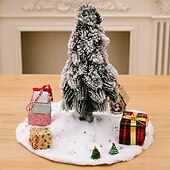 Недорогие Коллекционные фигурки-Юбка для елки - 38 см, белая со снежинками и пайетками, мини-украшение для елки, усиление праздничной атмосферы, элегантный праздничный декор