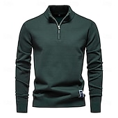 cheap Men&#039;s Pullover Sweater-Mens Quarter Zip Cotton Pullover Sweaters Solid Color Casual Social Knit Mock Neck Polo Sweaters for Men