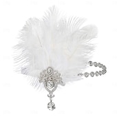 economico Accessori per capelli da donna-Cerchietto con piume nere e strass Gatsby anni &#039;20 per donna: accessorio vintage in stile flapper per feste in maschera, matrimoni ed eventi a tema retrò