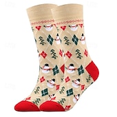 billiga herrstrumpor-Herr 5 par Multipack Socka Crew strumpor Vardagliga strumpor Julstrumpor Rubinrött Marinblå Färg Julgran Jul Dagligen Semester Medium Höst Vinter Mode Ledigt