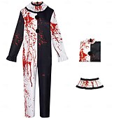 olcso Páros és csoportos jelmezek-Bohóc Art the Clown Halloween Halloween csoportos párok jelmezei Rettegés Párok Ijesztő jelmez Felnőttek Férfi Női Álarcos mulatság Teljesítmény Egyszerű Halloween jelmezek Kiöltözik