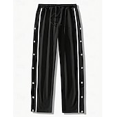 preiswerte Sweatpants-Herren Hosen abreißen Hose Hosen Jogginghose mit geradem Bein Tasche Kordelzug Elastische Taille Glatt Komfort Atmungsaktiv Outdoor Täglich Ausgehen Modisch Brautkleider schlicht Schwarz Weiß