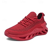 baratos Ténis para Homem-tênis de corrida flyknit respirável vermelho masculino com sola acolchoada leve – ideal para treinos e uso diário