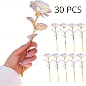 olcso Partikellékek-30 db időtlen klasszikus színes rózsa művirág - valósághű, tartós, romantikus ajándék barátnőnek, feleségnek, anyának, nőknek valentin napra, anyák napjára, születésnapra, évfordulóra, esküvői