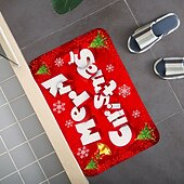 halpa Christmas Bath-3 kpl joulukylpymatot ja -mattosarjat joulun liukumaton vettä imevä kylpymatto, wc-istuimen/kannen kansi, u-muotoinen wc-matto, kodin ovimatot karhun jalanjäljet