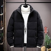 abordables Plumas y parkas de hombre-Hombre Abrigo de invierno Chaqueta acolchada Bolsillo Poliéster Ropa Cotidiana Cita Vacaciones Regular Moda Casual Cómodo Mantiene abrigado Otoño invierno Bloque de color Negro Rojo Verde Ejército