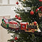 ieftine Jucării Novelty-set tren de Crăciun - decor electric de Crăciun cu sunet și lumină pentru brad de Crăciun, vagon, jucării cadou și produse periferice pentru Ziua Recunoștinței și sezonul sărbătorilor