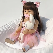 baratos Bonecas-Bonecas realistas de bebê reborn com roupas - Bonecas de silicone de 18 polegadas para meninas, bonecas de vida real com corpo inteiro de vinil, bonecas realistas e pesadas para crianças de 3 anos ou