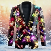 levne Vánoční světelný outfit-Pánské Emodži Dlouhý rukáv Přehnutý Obchodní Párty večerní šaty Na den Knoflíky 3D tisk Multi kapsa