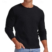 economico maglione pullover da uomo-Per uomo Pullover Maglione Maglione lavorato a maglia A coste Maglia Standard Lavorato a maglia Jacquard Liscio Girocollo Di tendenza Essenziale Da tutti i giorni Appuntamento Abbigliamento Autunno