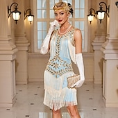 economico Vestiti-Anni Ruggenti Anni 1920 Abito da vacanza Abito Flapper Vestito Mascherata Il grande Gatsby Gentildonna Invitato al matrimonio Paillettes Frangia con nappe Per donna Halloween Carnevale Mascherata