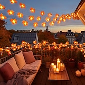 رخيصةأون يعمل بالطاقة الشمسية-سلسلة أضواء ثلاثية الأبعاد تعمل بالطاقة الشمسية على شكل أوراق القيقب اليقطينية بطول 6.5 متر و30 مصباح LED خارجي مقاوم للماء لحديقة الخريف وعيد الشكر وعيد الميلاد وحفلات الزفاف والعطلات وفناء المنزل