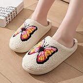 economico Pantofole da casa-calde pantofole invernali in cotone per donna peluche da interno farfalla arcobaleno design comfort per la casa