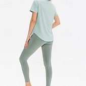 tanie Koszulki biegowe i topy-Damskie Běžecké tričko Krótki rękaw Tee Tshirt Codzienny Athleisure Solidne kolory Szybkie wysychanie Miękka Oddychający Trening w siłowni Chodzenie Jogging Odzież sportowa Odzież sportowa Morelowy