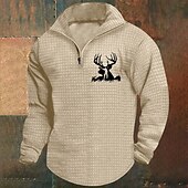 economico Felpe di base-Per uomo Felpa a nido d&#039;ape Felpa Felpa con cerniera a un quarto Bianco Vino Verde militare Cachi Grigio chiaro mezza cerniera Pop art Stampa Stampa Chiusura lampo quarto Natale Giornaliero Per eventi