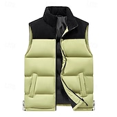 abordables Gilets-Homme Doudoune Sans Manche Gilet matelassé Gilet du quotidien Rendez-vous Vacances Mode Décontractées Automne hiver Patchwork Poche Polyester Chaud Confortable Plein Poche fermeture Éclair Mao