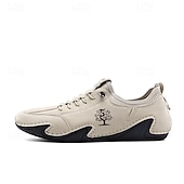 baratos Ténis para Homem-Homens Tênis sapatos feitos à mão Microfibra Confortável Antiderrapante Com Cadarço Preto Bege Cinzento