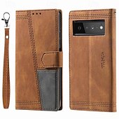 זול תיק טלפון אחר-טלפון מגן עבור Pixel 8 Pro Pixel 8 Pixel 7 Pixel 7 Pro Pixel 6 Pixel 6 Pro מארז כרטיס ארנק עם מעמד עם רצועת יד חריץ לכרטיס רטרו TPU עור PU
