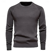 preiswerte Herrenpullover-100% Baumwolle Herren Pullover einfarbig Oansatz hochwertige Mesh Pullover männlich neue Winter Herbst Basic Pullover für Männer