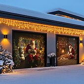 tanie Osłony drzwi garażowych na Boże Narodzenie-Boże Narodzenie na zewnątrz garaż drzwi pokrywa xmas baner święty mikołaj centrum handlowe duże tło świąteczne dekoracja na święta zewnętrzne garaż drzwi dekoracje ścienne domu
