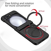 cheap Samsung Cases-Phone Case For Samsung Galaxy Z Flip 6 Z Flip 5 Z Flip 4 Z Flip 3 Back Cover with Stand Holder Magnetic Support Wireless Charging Retro TPU PC
