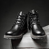 cheap Work Boots-Men&#039;s Brown Leather Work Boots, Durable Lace-Up Ankle Boots with Rugged Sole, Perfect for Outdoor Activities, Construction, and Casual Wear