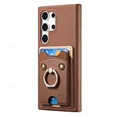 cheap Samsung Cases-Phone Case For Samsung Galaxy S24 S23 S22 S21 Ultra Plus A55 A35 A25 A15 5G A55 5G A14 A34 A54 S20 Plus S20 Ultra A53 A33 A23 A13 A33 Back Cover Ring Holder Card Slot Shockproof Retro PC PU Leather
