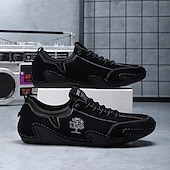 baratos Ténis para Homem-Homens Tênis sapatos feitos à mão Microfibra Confortável Antiderrapante Com Cadarço Preto Bege Cinzento
